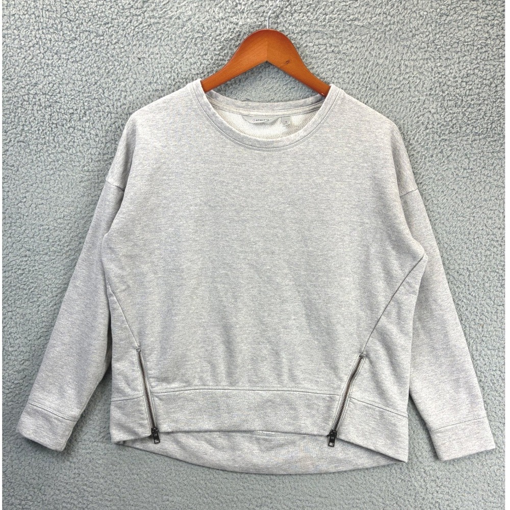 Athleta Side Zip Pullover Sweatshirt Womens S Heather Gray Athleisure Cozy